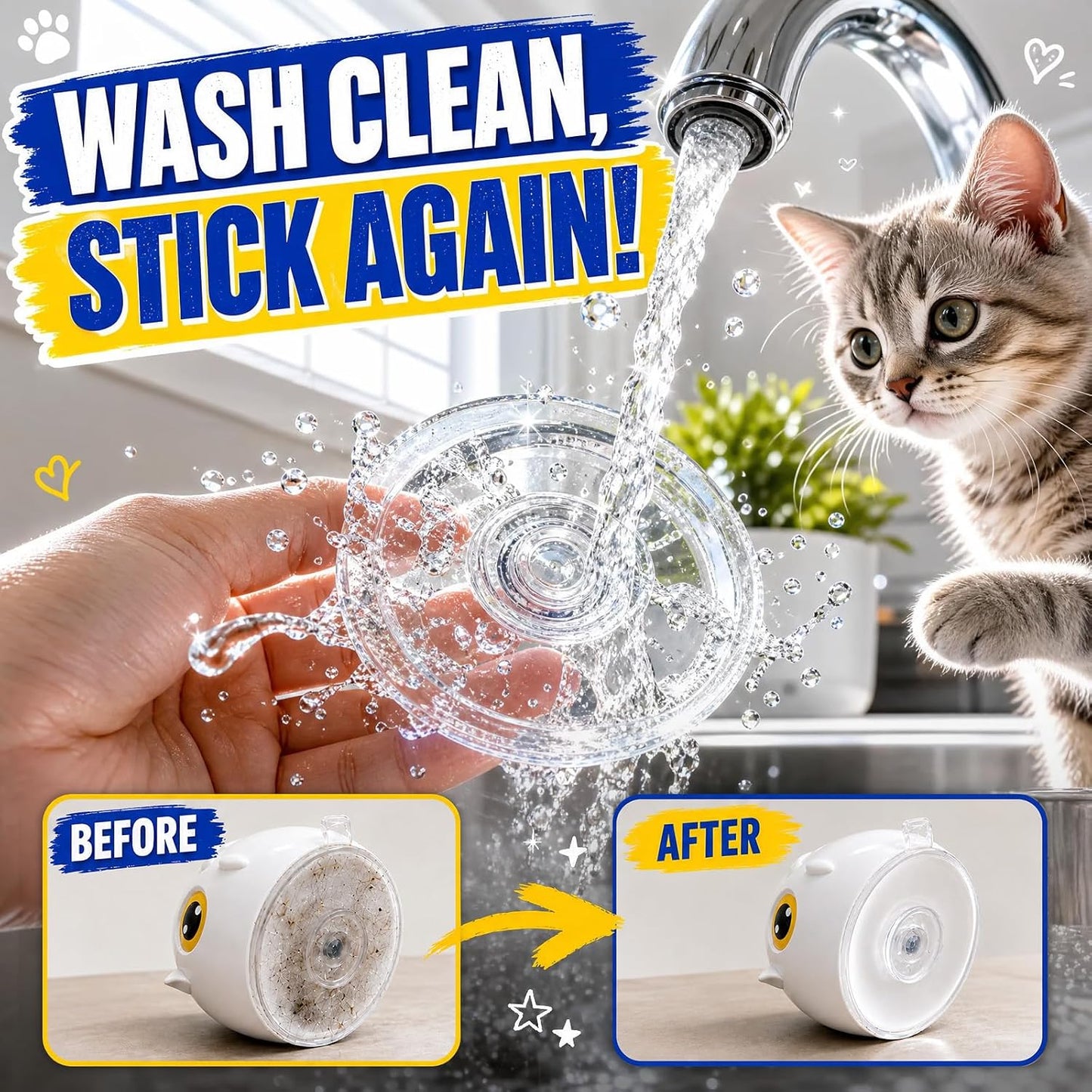 Interactive Cat Toys for Indoor Cats - Automatic Flying Bird Feather Toy with Sticky Suction Base, USB Rechargeable 360 degrees Electric Cat Teaser, Touch Activated Self-Play Toy for Bored Cats - Image 9