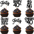 Zhuoweism 40th birthday cupcake toppers black glitter set