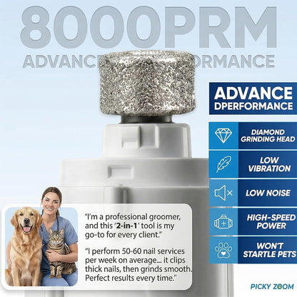 Hand holding Picky Zoom ergonomic dog nail trimmer