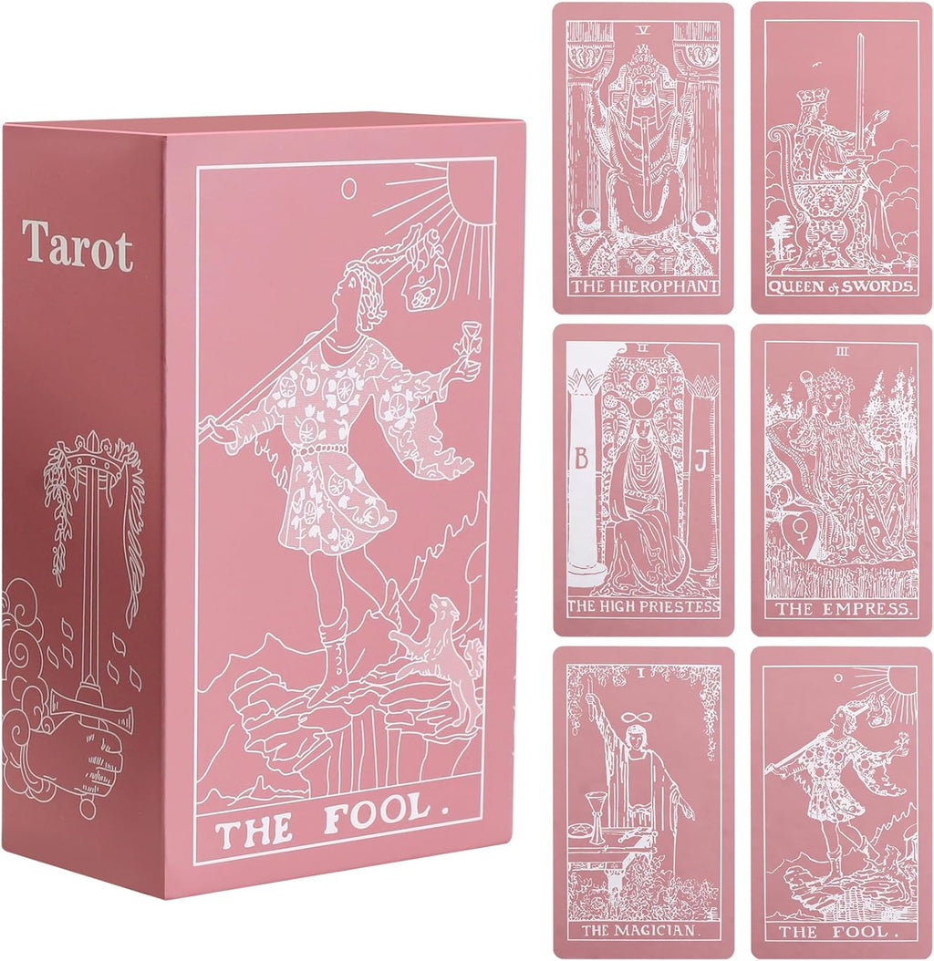 Erbacan Pink and White Tarot card deck front view