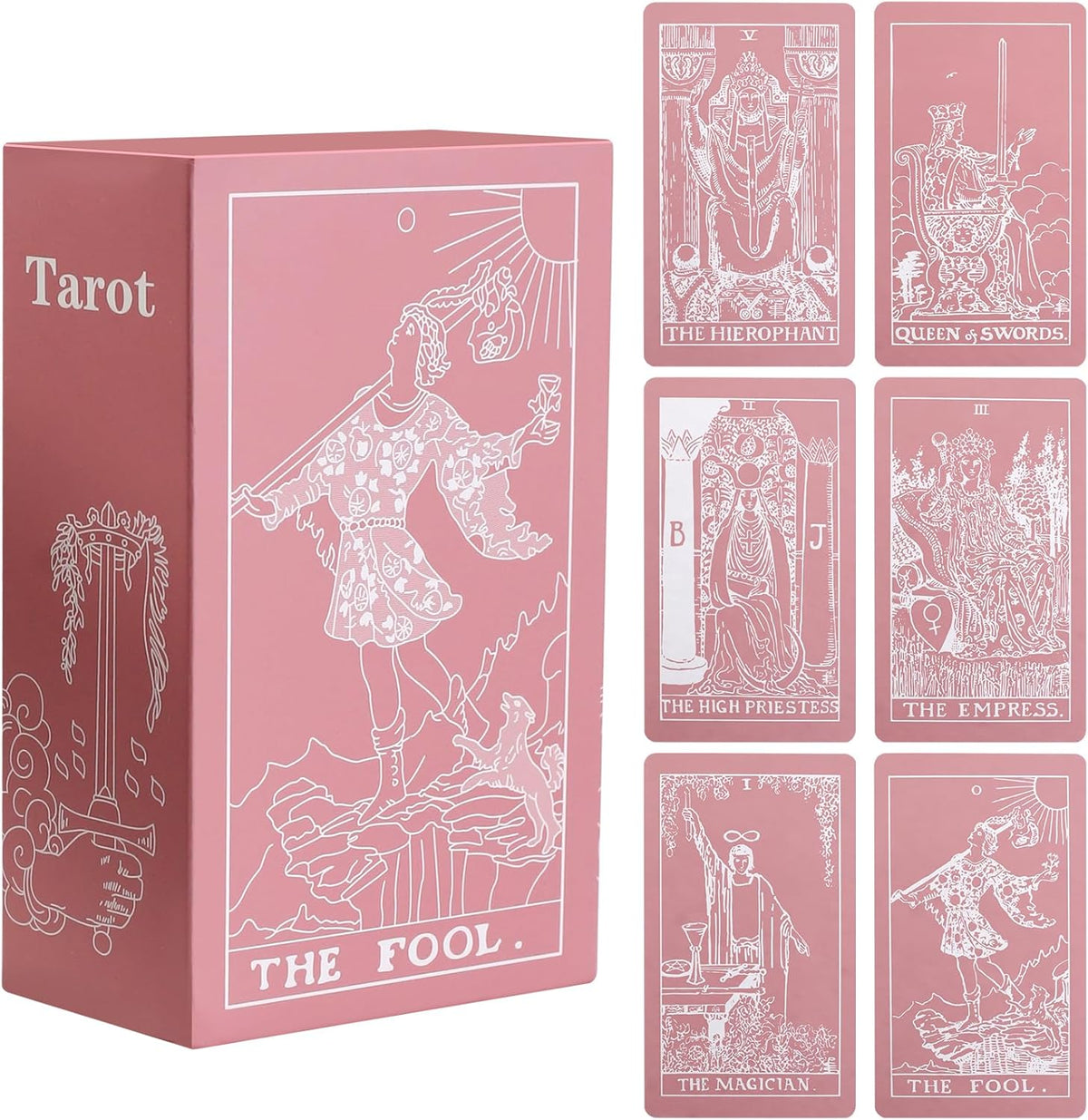 Erbacan Pink and White Tarot card deck front view