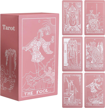 Erbacan Pink and White Tarot card deck front view