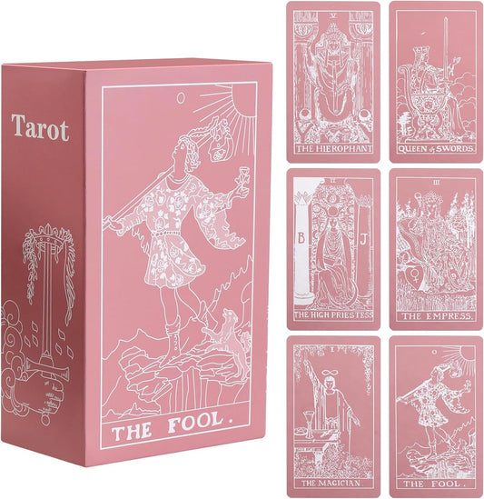 Erbacan Pink and White Tarot card deck front view