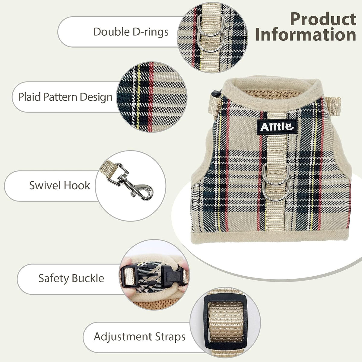 Aiitle escape proof pet vest harness set package content view