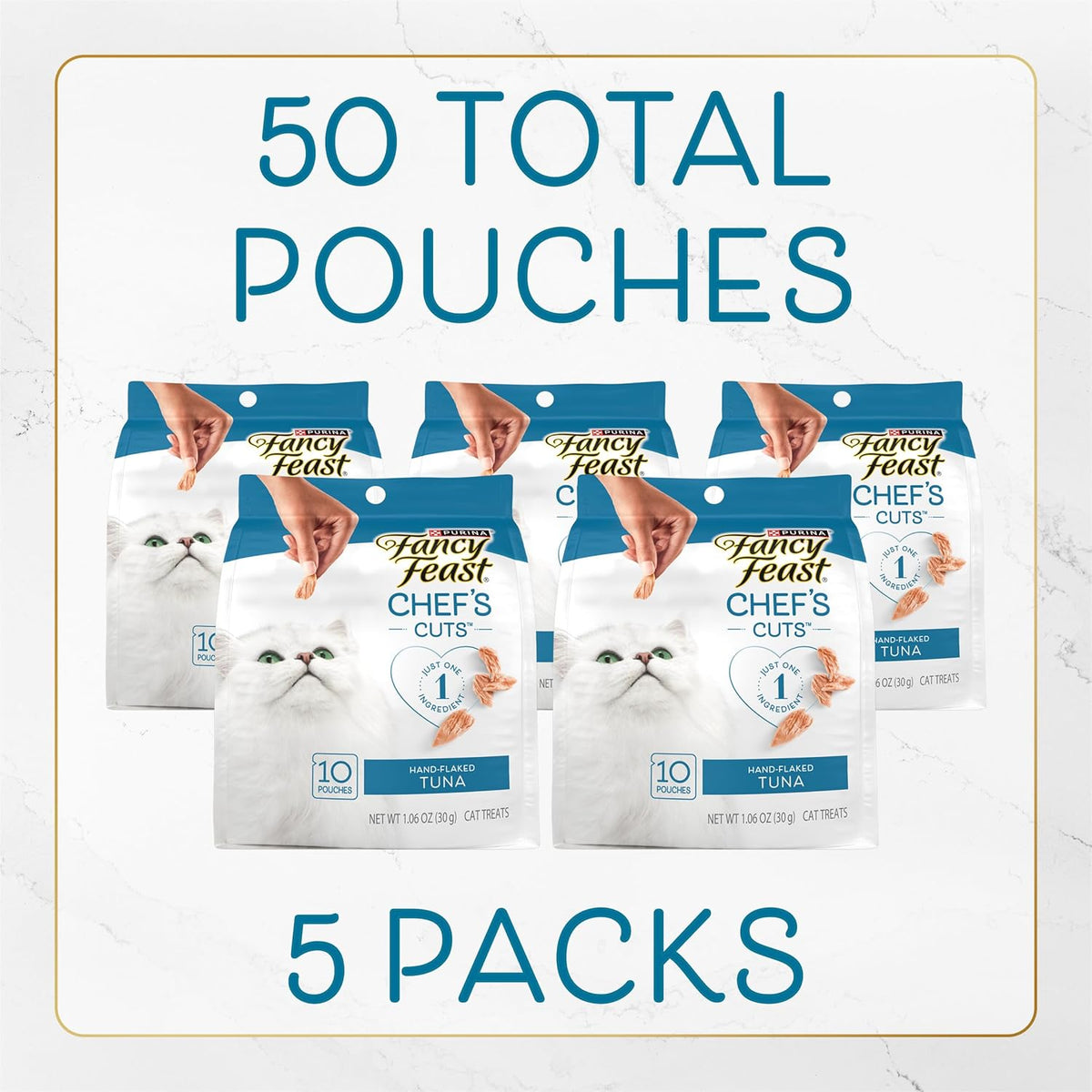 Individual stay-fresh pouch of Fancy Feast natural cat treats
