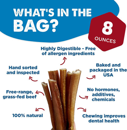 Best Bully Sticks four to eight inch natural beef sticks for dogs close up