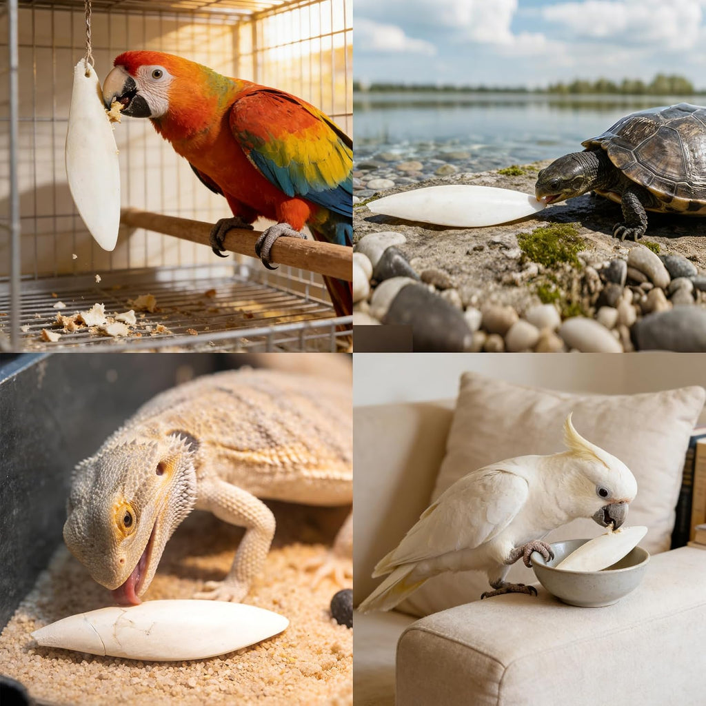 Amzey 12 Pack Cuttlebone for Birds, 4-6 Inches Sun-Dried 100% Natural Calcium Supplement, 100% Pure Cuttlefish Bone for Beak Trimming, Supports Healthy Bones, Feathers & Shells - Image 9