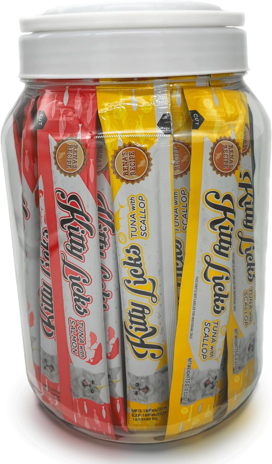 Rena's Recipe Kitty Licks Lickable Cat Treats Variety Pack, 28 Tubes | Creamy pure cat treats in 7 delicious flavors, including tuna and chicken. - Image 9