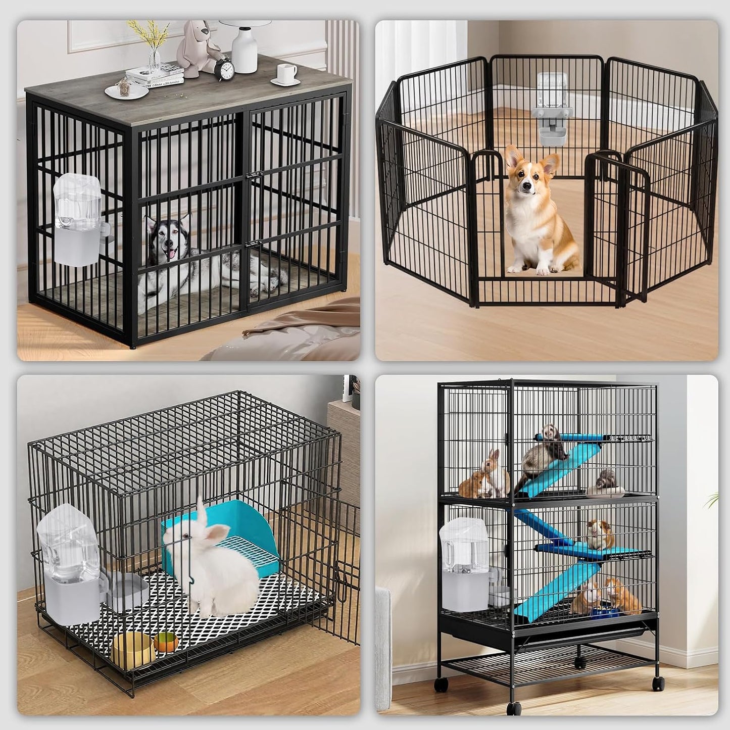 Kenond 50 oz Rabbit Water Dispenser,Gravity Dog Water Bowl Dispenser for Cage,Auto Water Bottle for Ferret,Cat,Dog and Other Animals, Compatible with Widemouth Cages, Wire Cages and Crates(Gary) - Image 5