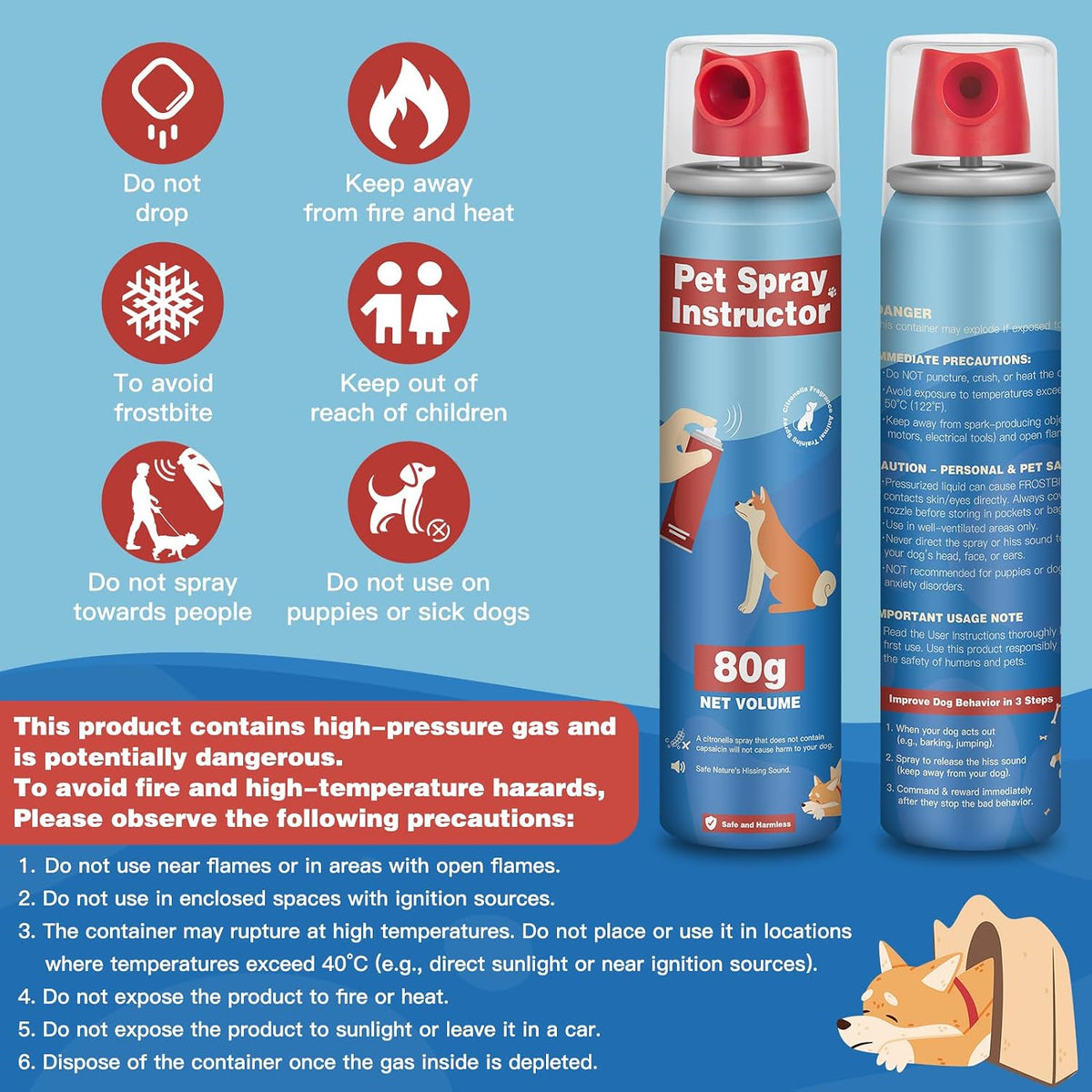 Compact 80ml dog training spray bottle design