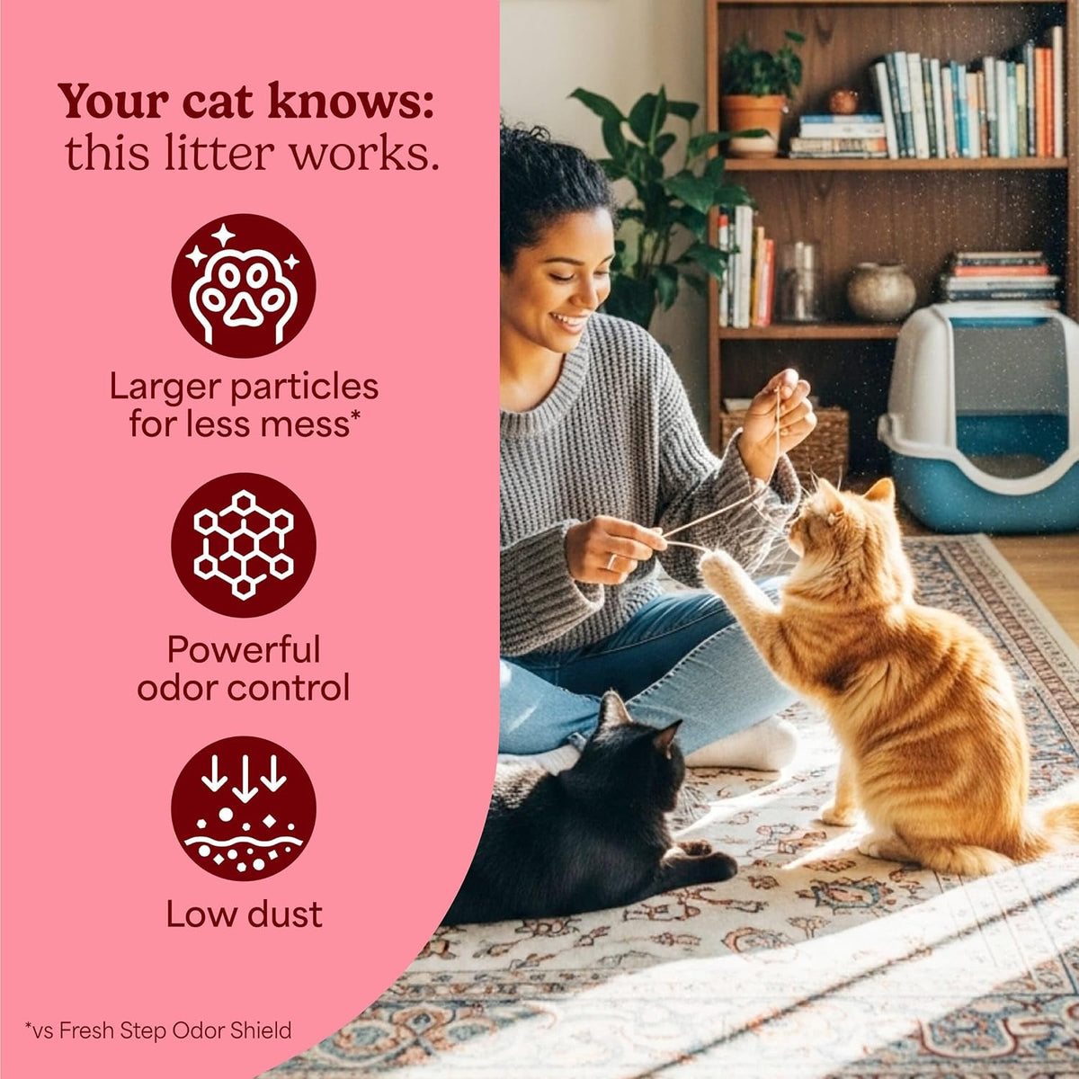 Fresh Step Advanced Clean Paws Multi Cat Clumping Litter with Febreze Freshness, Low Tracking, 18.5 lb. Box, Pack of 2 - Image 9