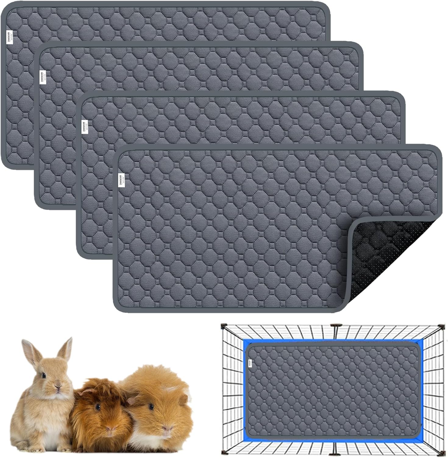 Guinea Pig Cage Liners, 2 Pack 49x24in Washable Guinea Pig Bedding, Waterproof Reusable & Anti Slip, Super Absorbent Guinea Pig Pee Pad for Small Animal, Rabbit, Bunny, Chinchilla, Brown - Image 13