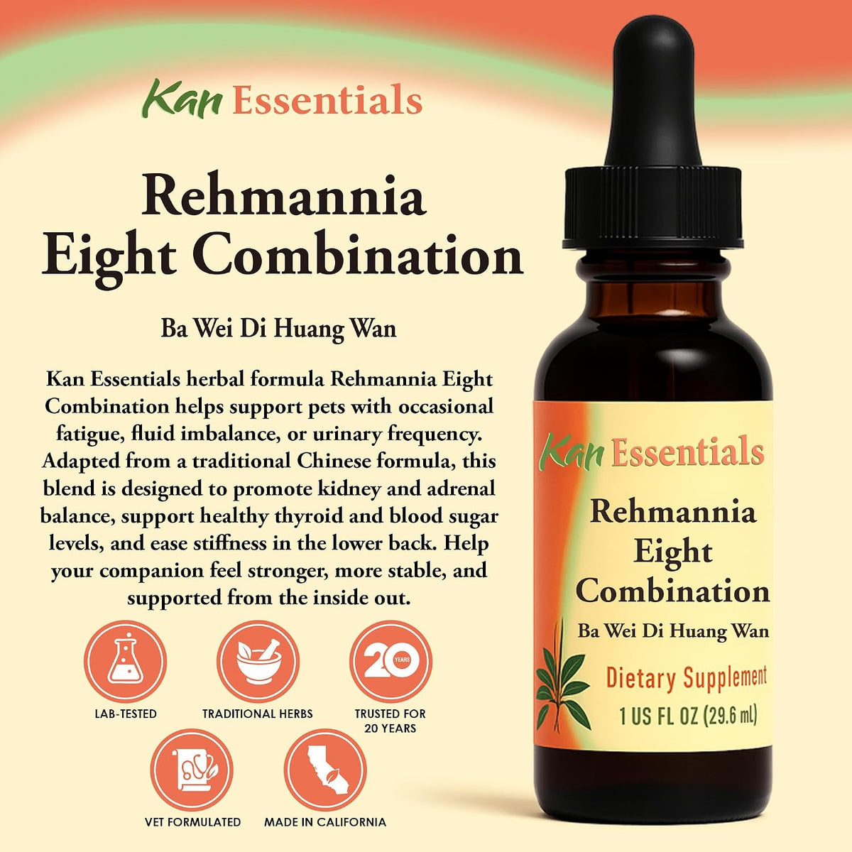 Kan Herbs Rehmannia Eight Combination label details and ingredients