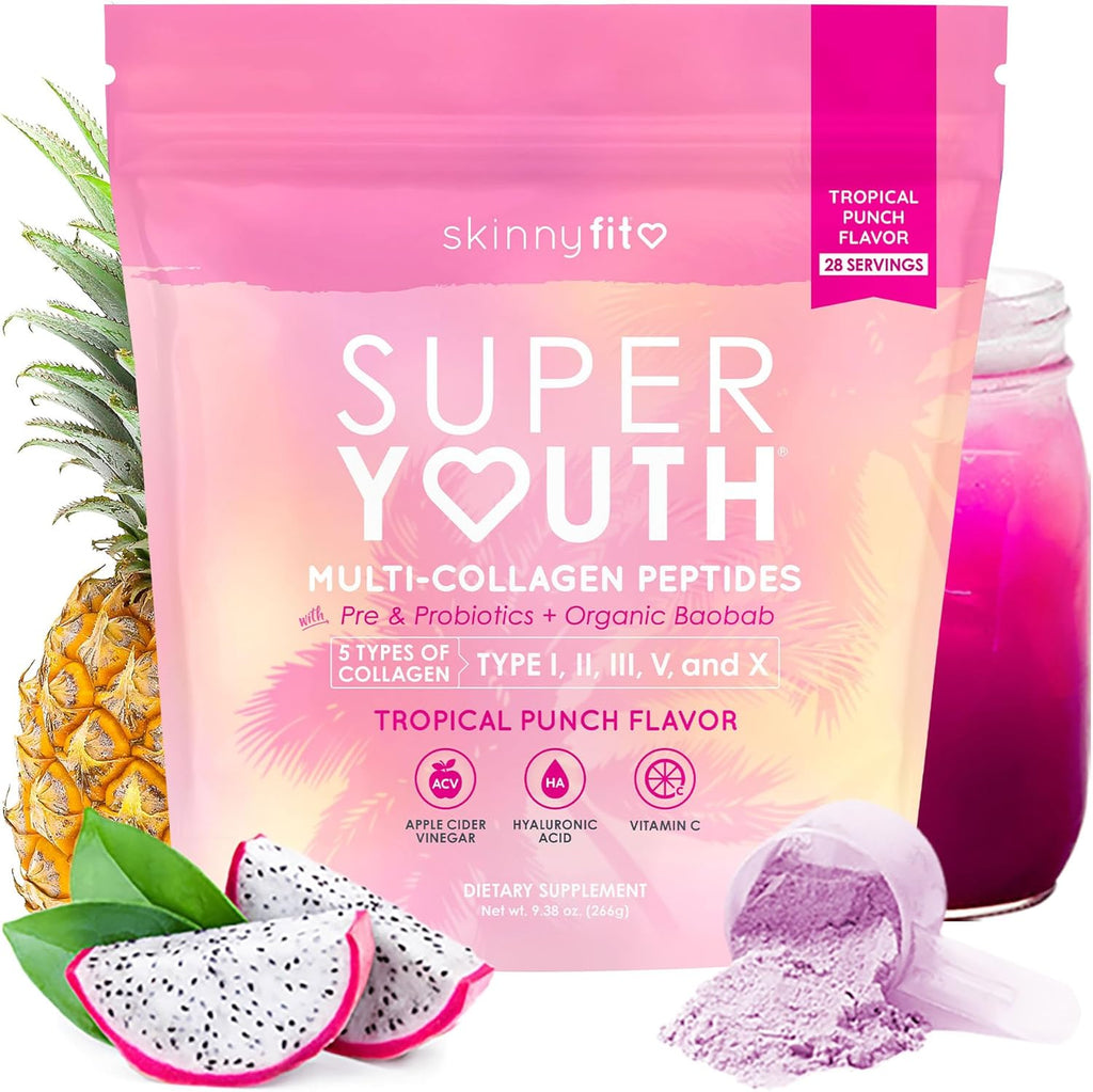 SkinnyFit Super Youth Multi Collagen Peptides Tropical Punch tub front view