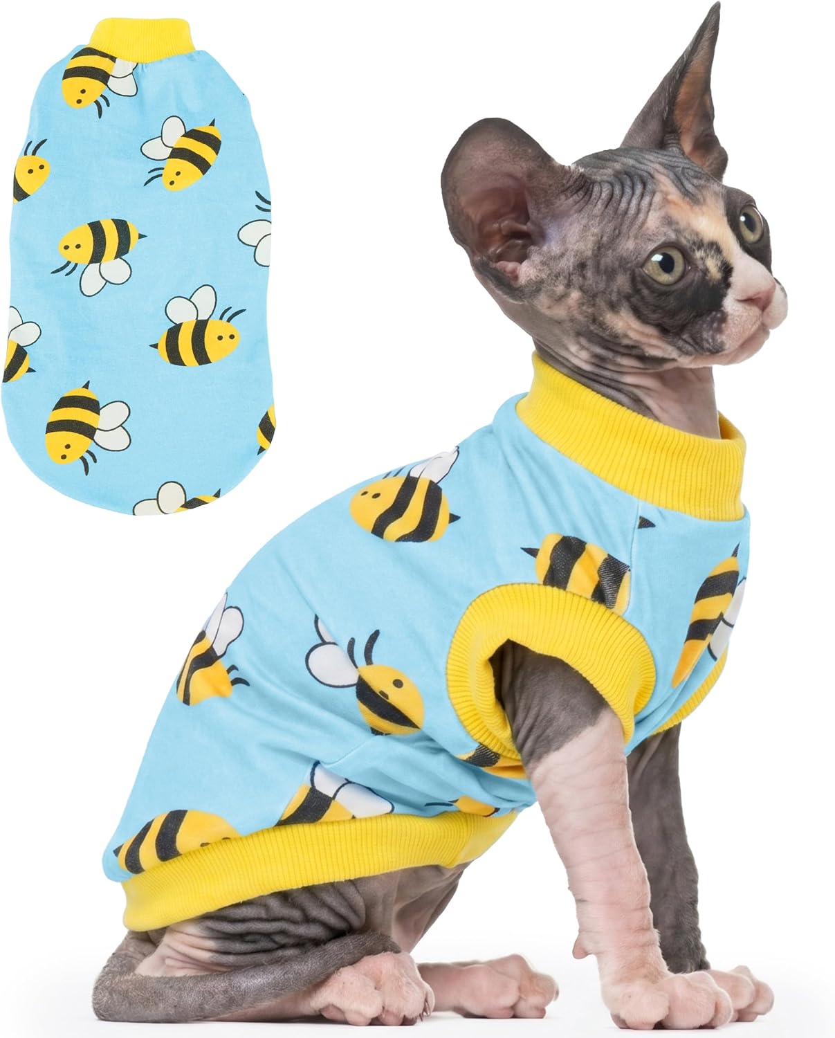 PUMYPOREITY Sphynx Cat Clothes - Stretchy Sweater, Soft Hairless Shirt, Pullover Pajamas, Turtleneck for Sphynx Cornish Rex, Devon Rex - Pink, S - Image 10