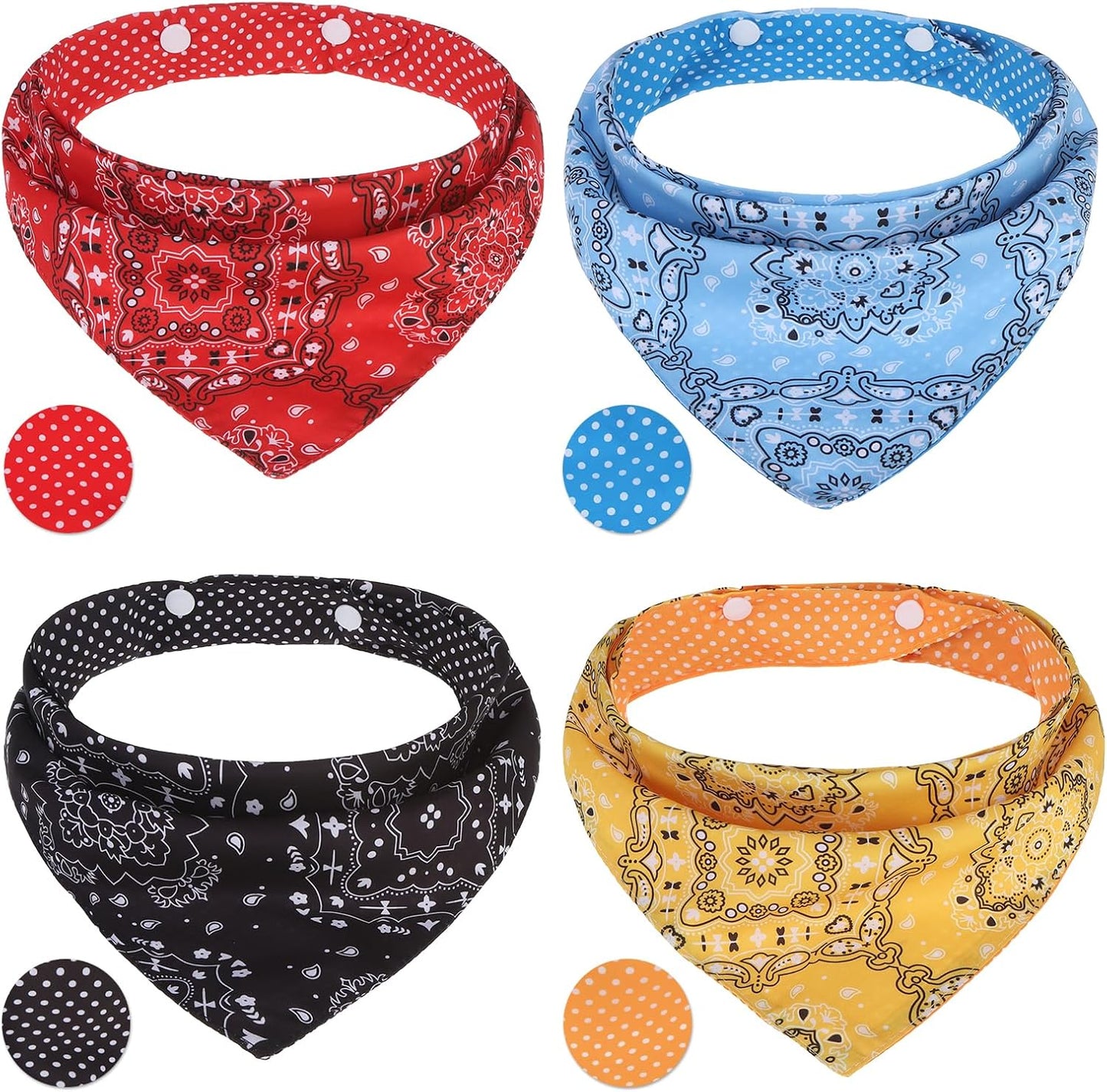 PAWCHIE Dog Cooling Bandana Small, 4 Packs Ice Cool Pet Triangle Scarf Bibs Reversible Styles, Summer Adjustable with Two Snaps, Kerchief Set Accessories for Dogs, Puppy, Cats - Image 14