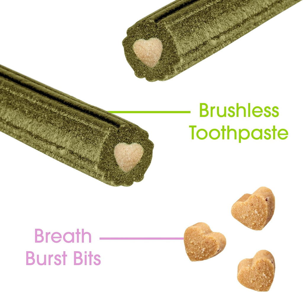 Ark Naturals dental chews for dogs weighing forty to eighty pounds showing the eighteen ounce bag size.
