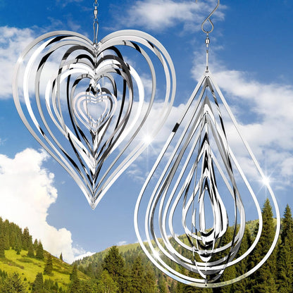 Jetec 3D stainless steel wind spinners front view