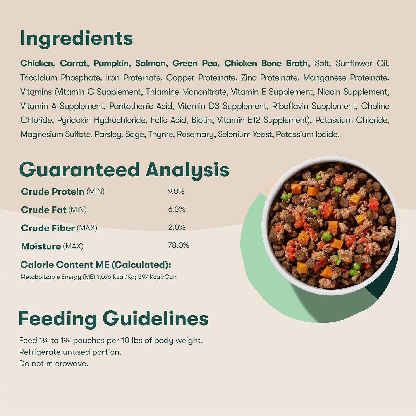 Jinx digestive health prebiotics dog food toppers product information panel