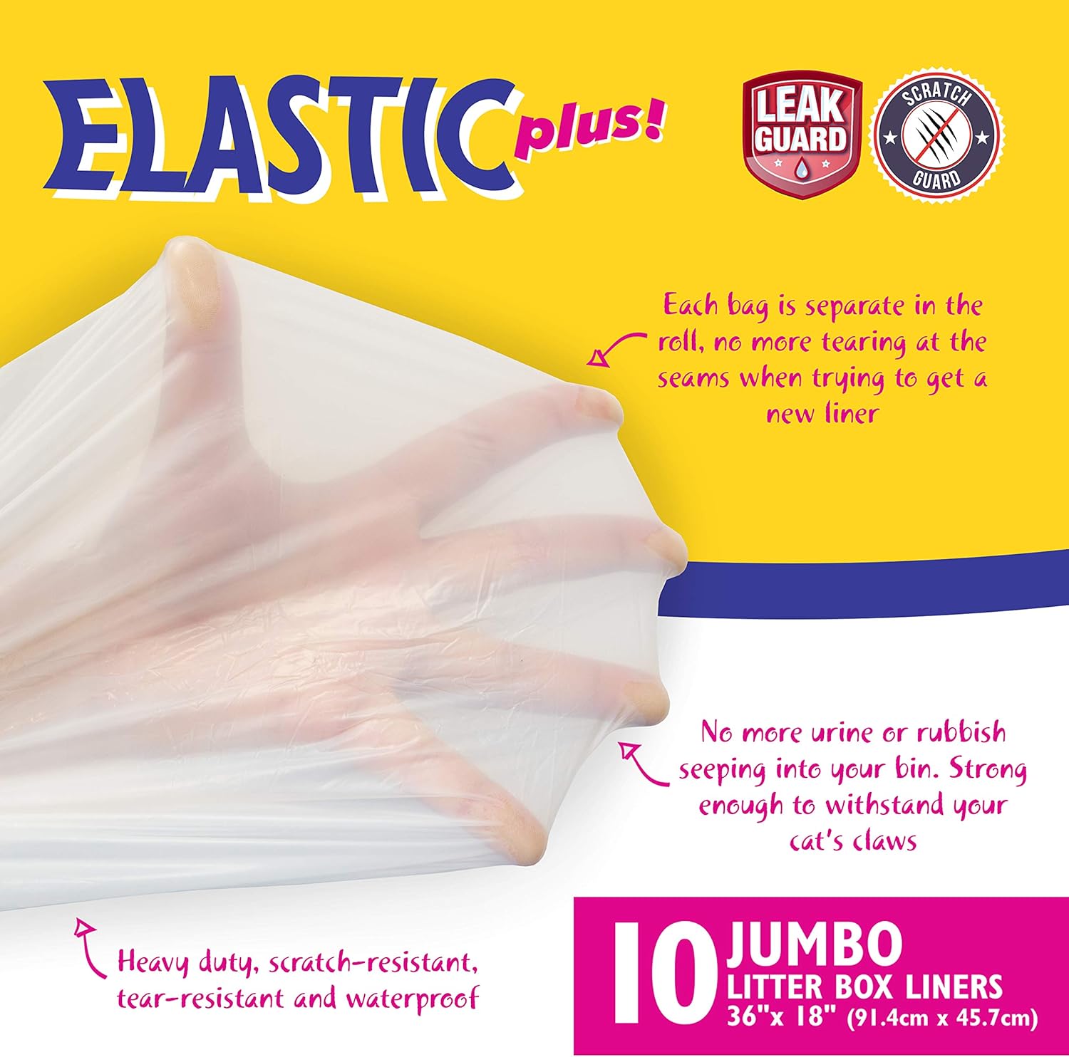 Thick rip resistant plastic cat litter liner close up showing drawstring feature