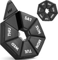 Gelibo weekly pill organizer 2 pack front view showing circular black design