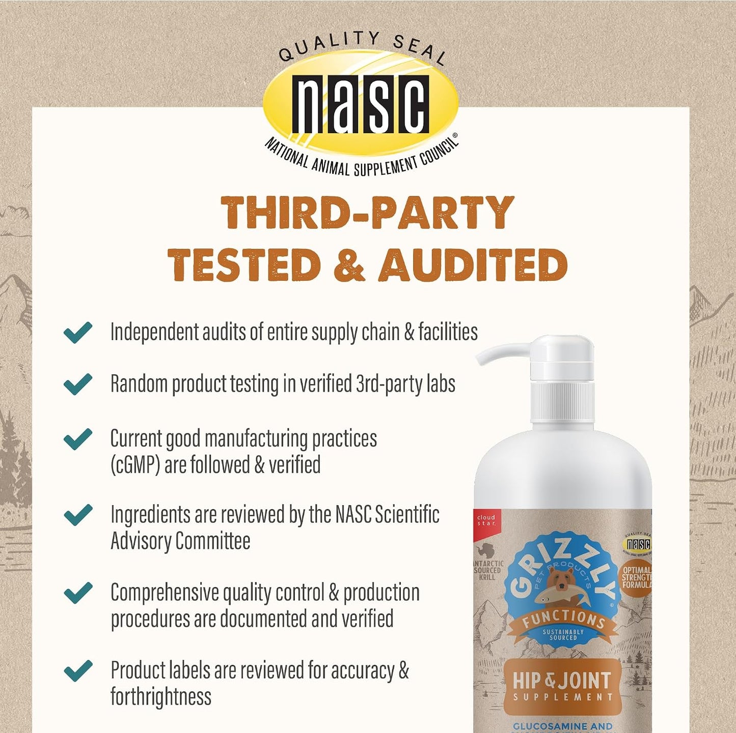 Grizzly Pet Products Joint Aid Liquid formula container showing clear dosage and application details