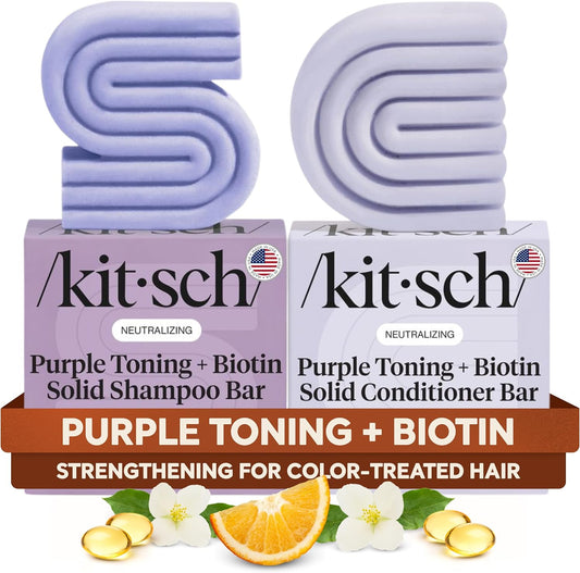 Kitsch Toning Purple Shampoo and Conditioner Bar Set front view of product box