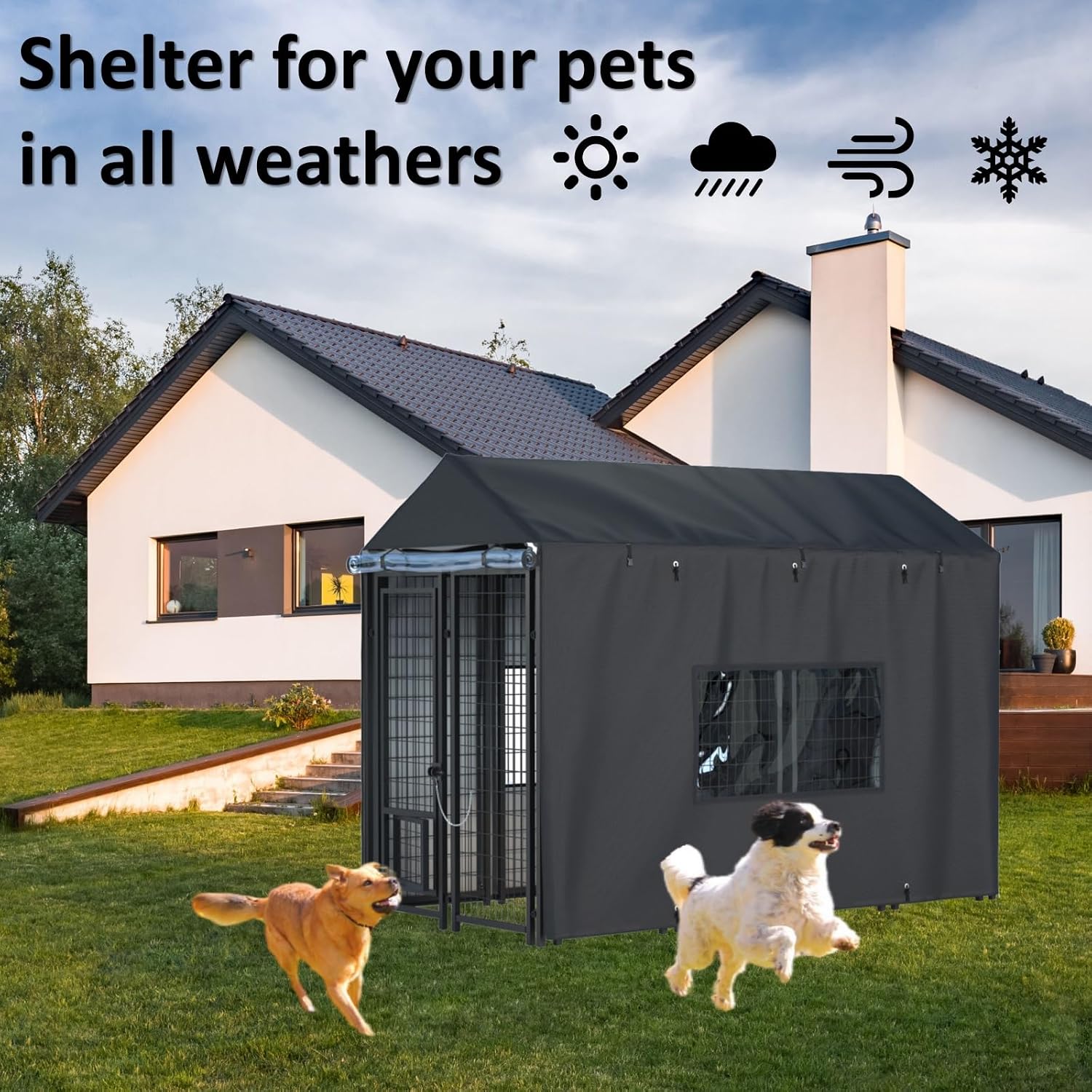 LYBOSH weather resistant kennel protection close up of zipper enclosure