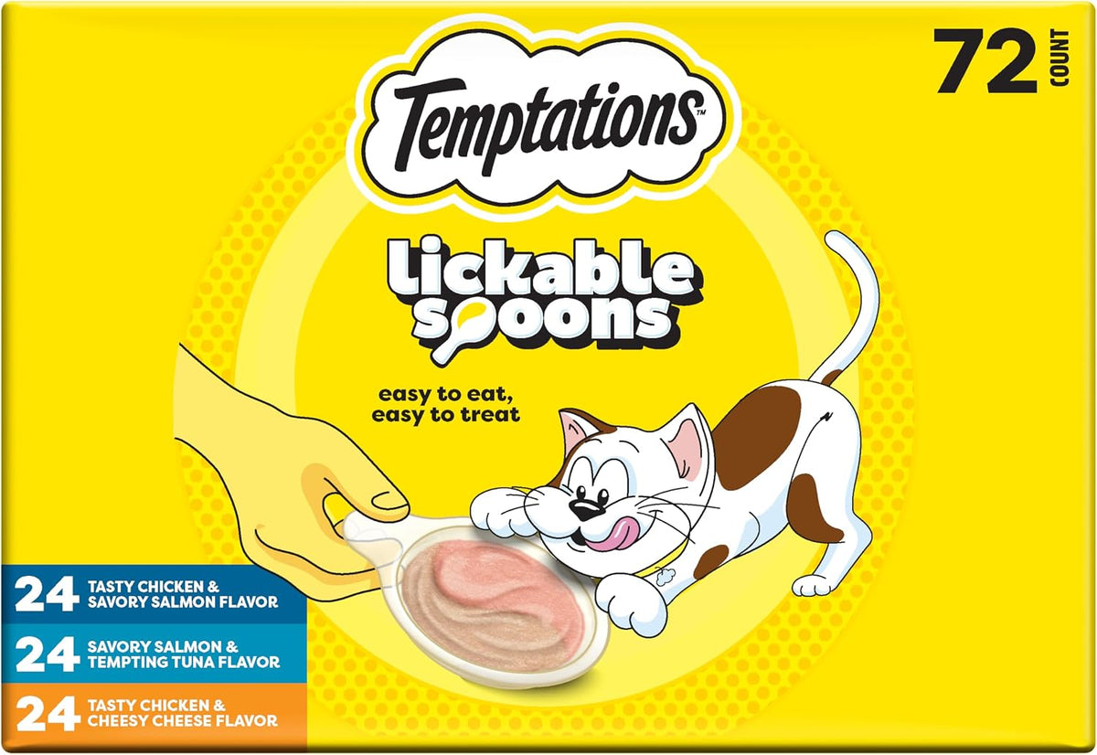 Temptations Lickable Spoons, Soft Lickable Cat Treats, Adult Wet Cat Treats, Savory Salmon and Tempting Tuna Flavor, 4 Spoons, Pack of 12 (48 Total) - Image 13
