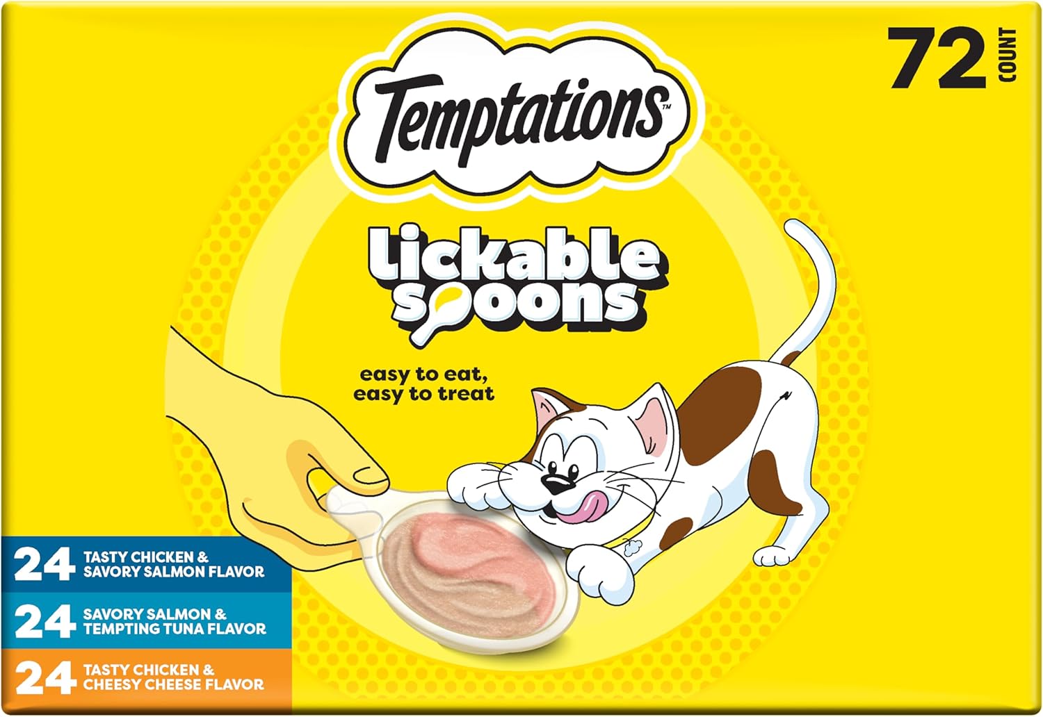 Temptations Lickable Spoons, Soft Lickable Cat Treats, Adult Wet Cat Treats, Variety Pack, 24 Spoons - Image 14