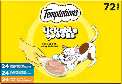 Temptations Lickable Spoons, Soft Lickable Cat Treats, Adult Wet Cat Treats, Variety Pack, 24 Spoons - Image 14