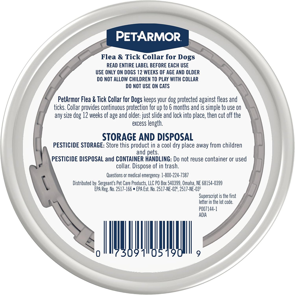 PetArmor dog flea collar showing 6 months protection label