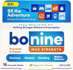 Bonine MAX chewable motion sickness relief tablets packaging front view