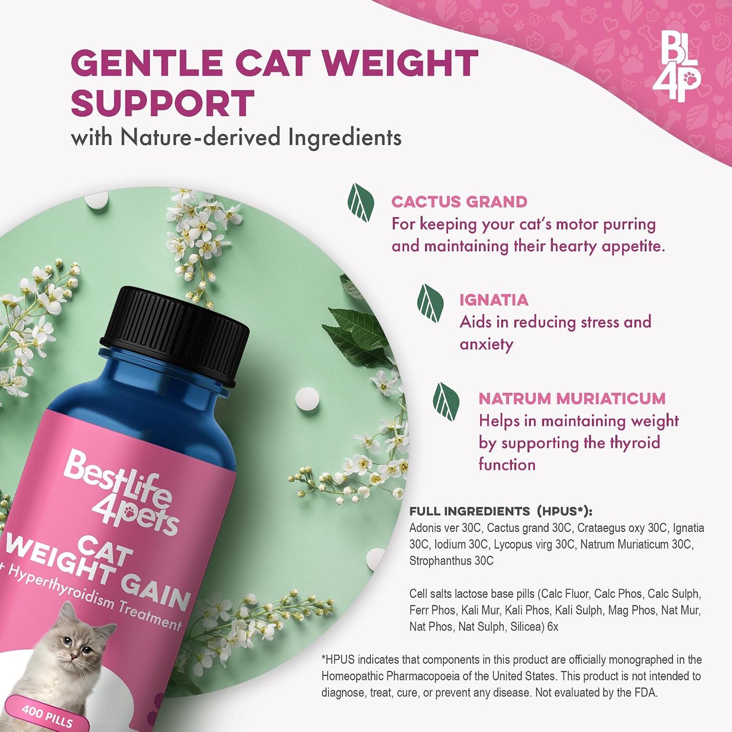 Premium USA imported cat appetite stimulant for senior cats with poor coat health.