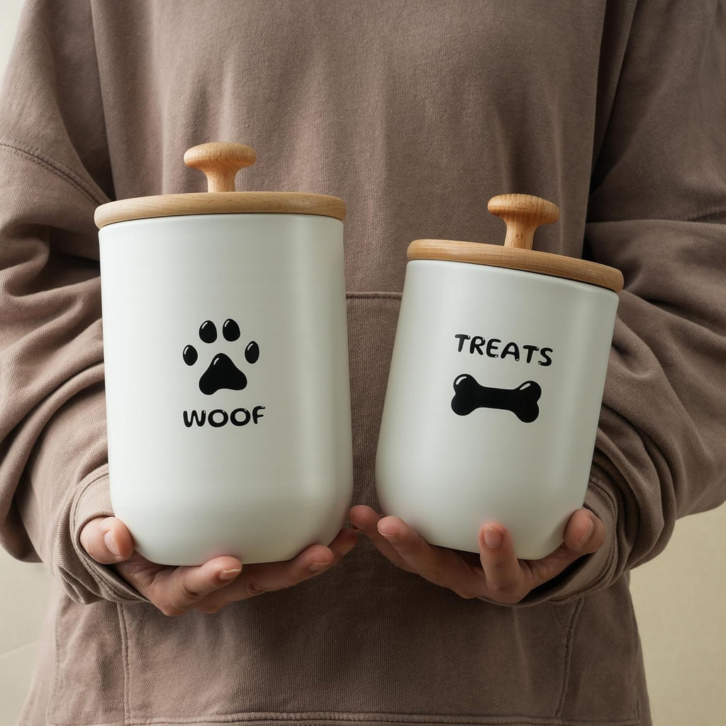 Ottenon airtight dog treat jars with bamboo lids for kitchen counter