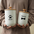 Ottenon airtight dog treat jars with bamboo lids for kitchen counter