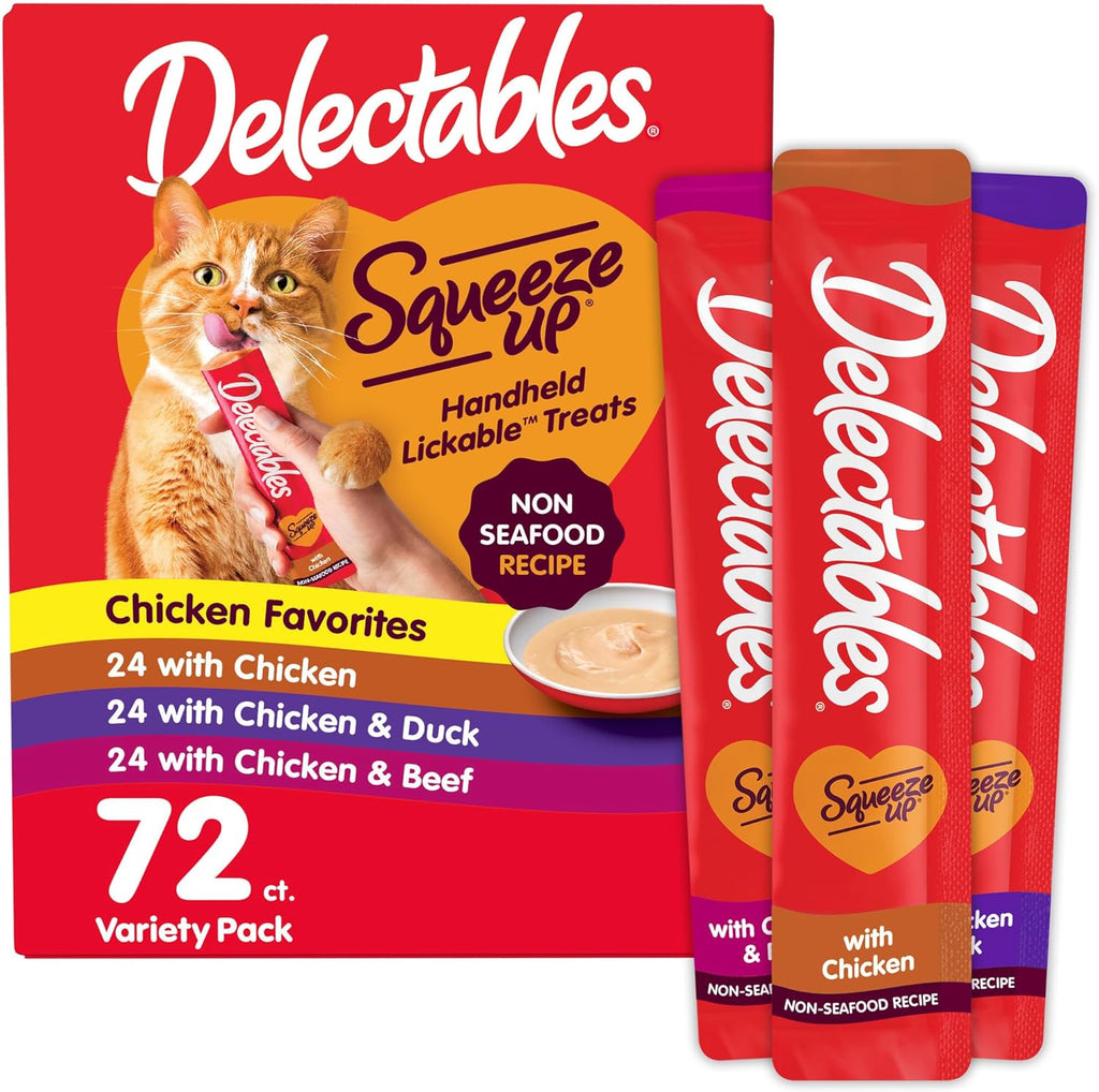 Delectables Squeeze Up Non-Seafood Variety Pack, Creamy Squeezable Puree, Lickable Wet Cat Treats, Grain Free, No Added Fillers, No By-Products, No Added Preservatives, 0.5 Ounces Tube, 54 Tubes Total - Image 11