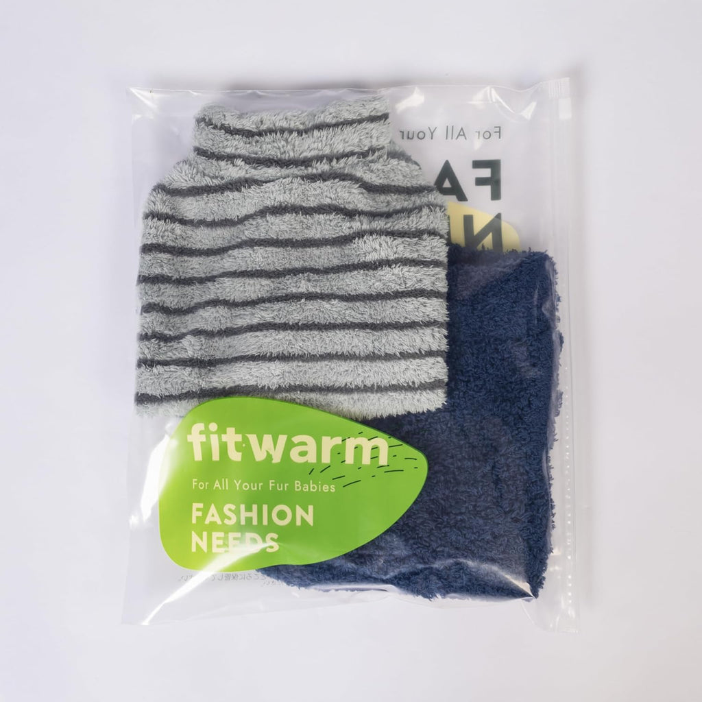 Fitwarm authentic imported fuzzy pet outfit packaging look.