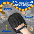 Reusable dog hair remover glove removing fur from couch