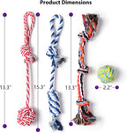 Fida single knot cotton rope toy with ball attachment highlighting the safe and washable materials.