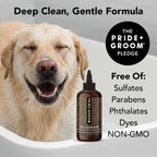 Luxury USA imported dog shampoo for reducing pet fur dander and undercoat shedding.