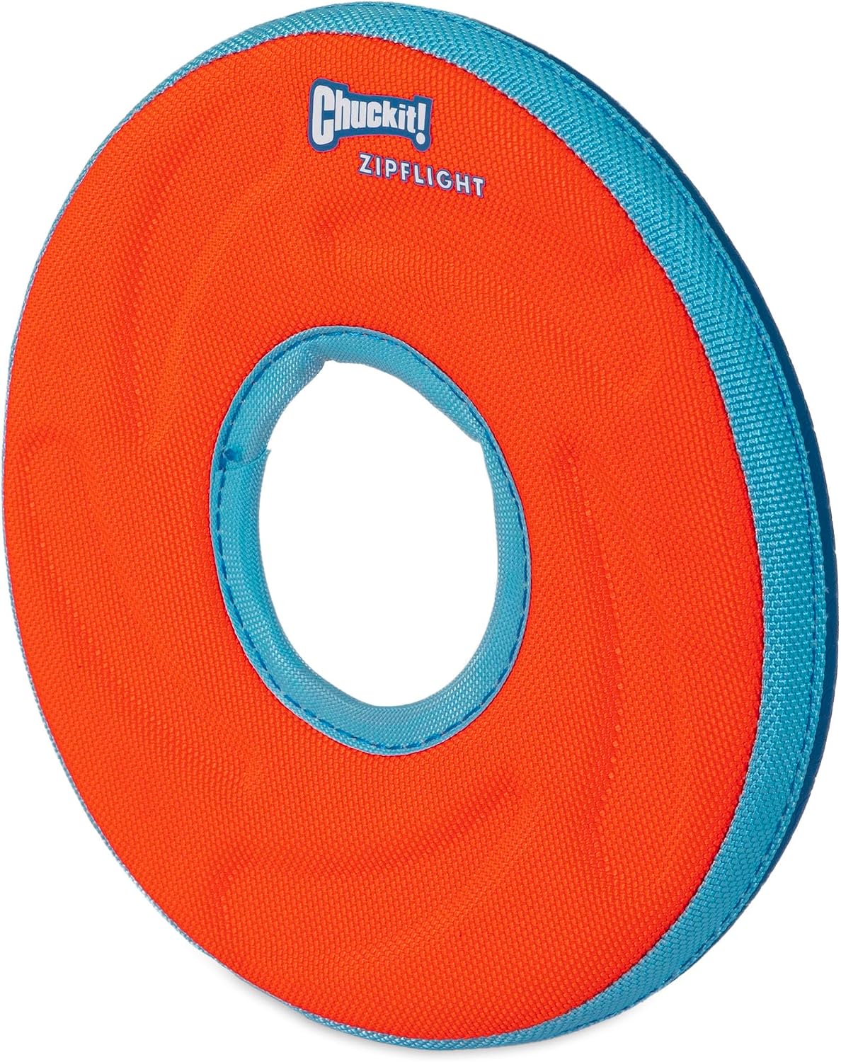 Detailed view of durable polyester and rubber Chuckit! toy