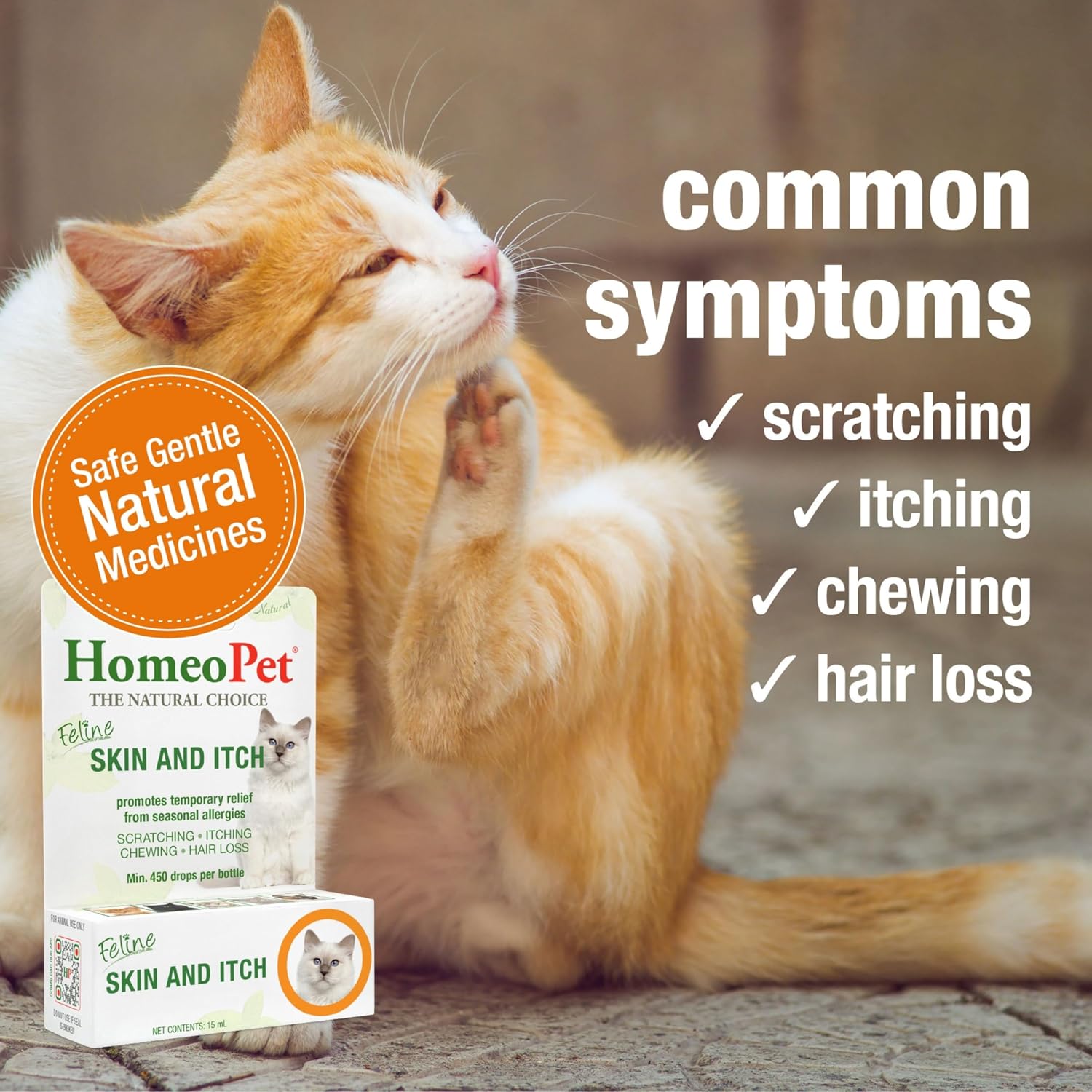 Homeopathic seasonal allergy remedy for cats showing product usage details
