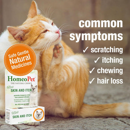 Homeopathic seasonal allergy remedy for cats showing product usage details