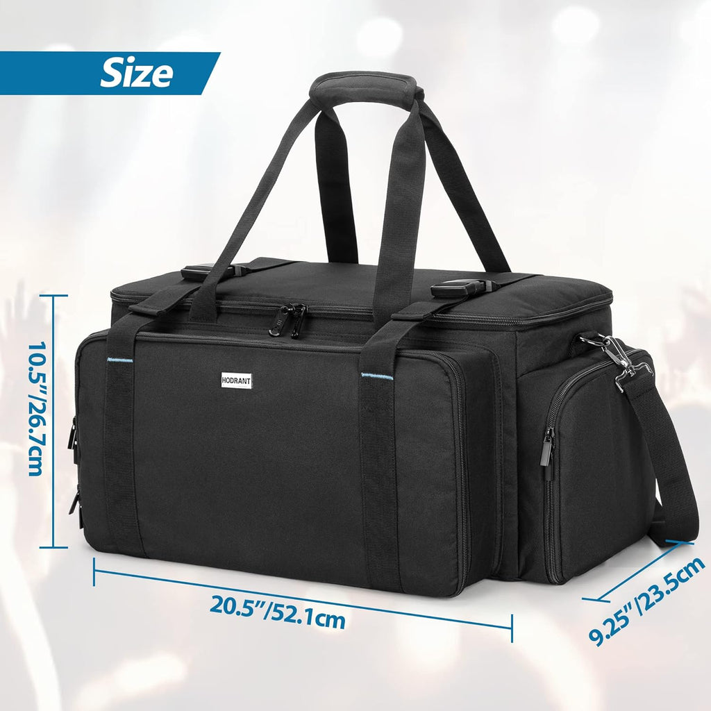 HODRANT durable DJ equipment bag demonstrating the reinforced padded bottom and external load bearing buckles.