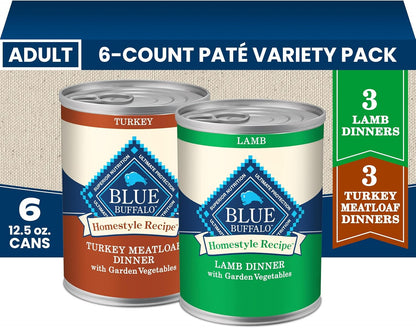 Blue Buffalo Homestyle Recipe Wet Dog Food Pat Variety Pack, Chicken Dinner & Beef Dinner with Garden Vegetables, Made with Natural Ingredients, 12.5-oz. Can (6 Count, 3 of Each) - Image 11
