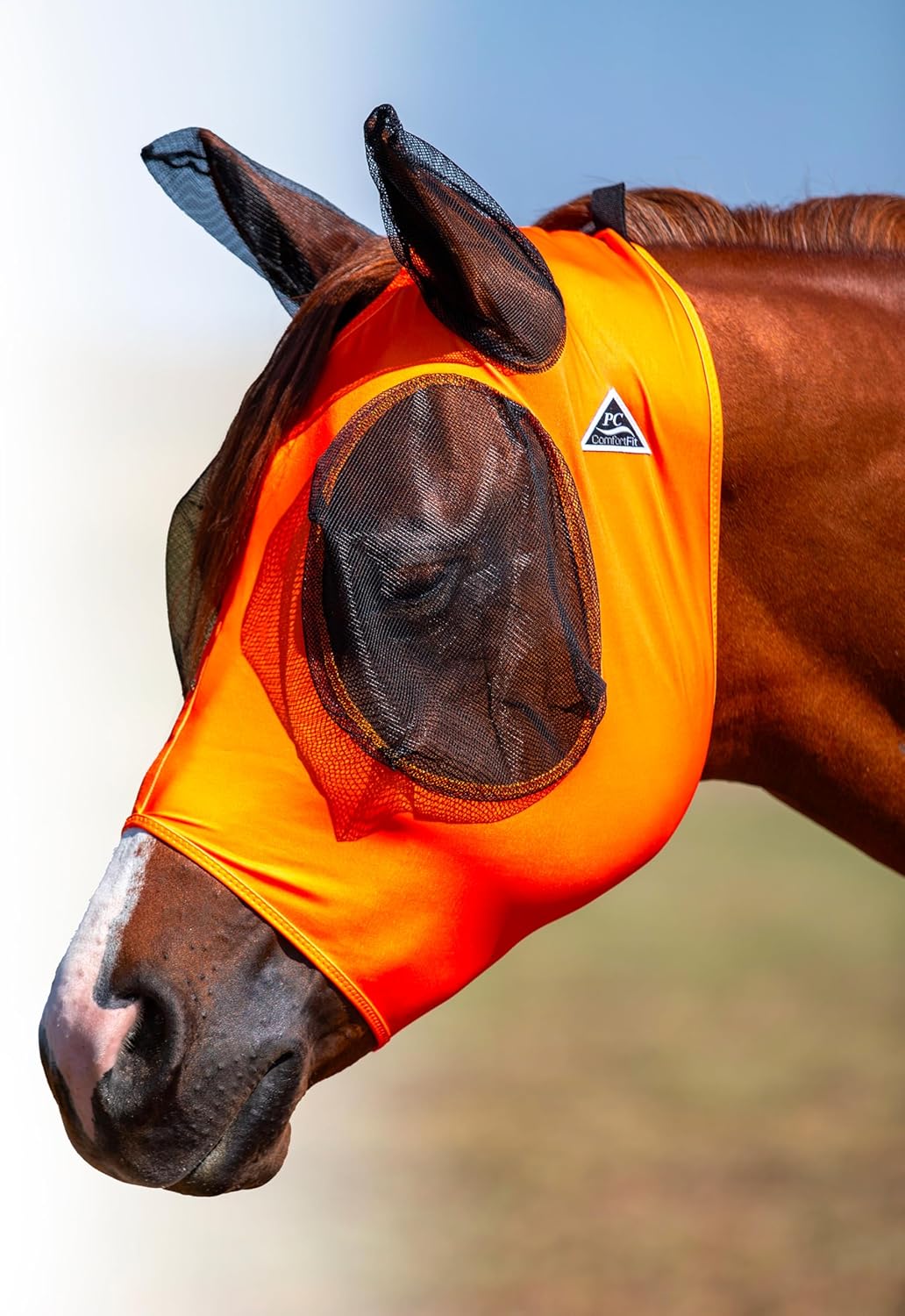 Side profile of Professional's Choice fly mask with mesh ears