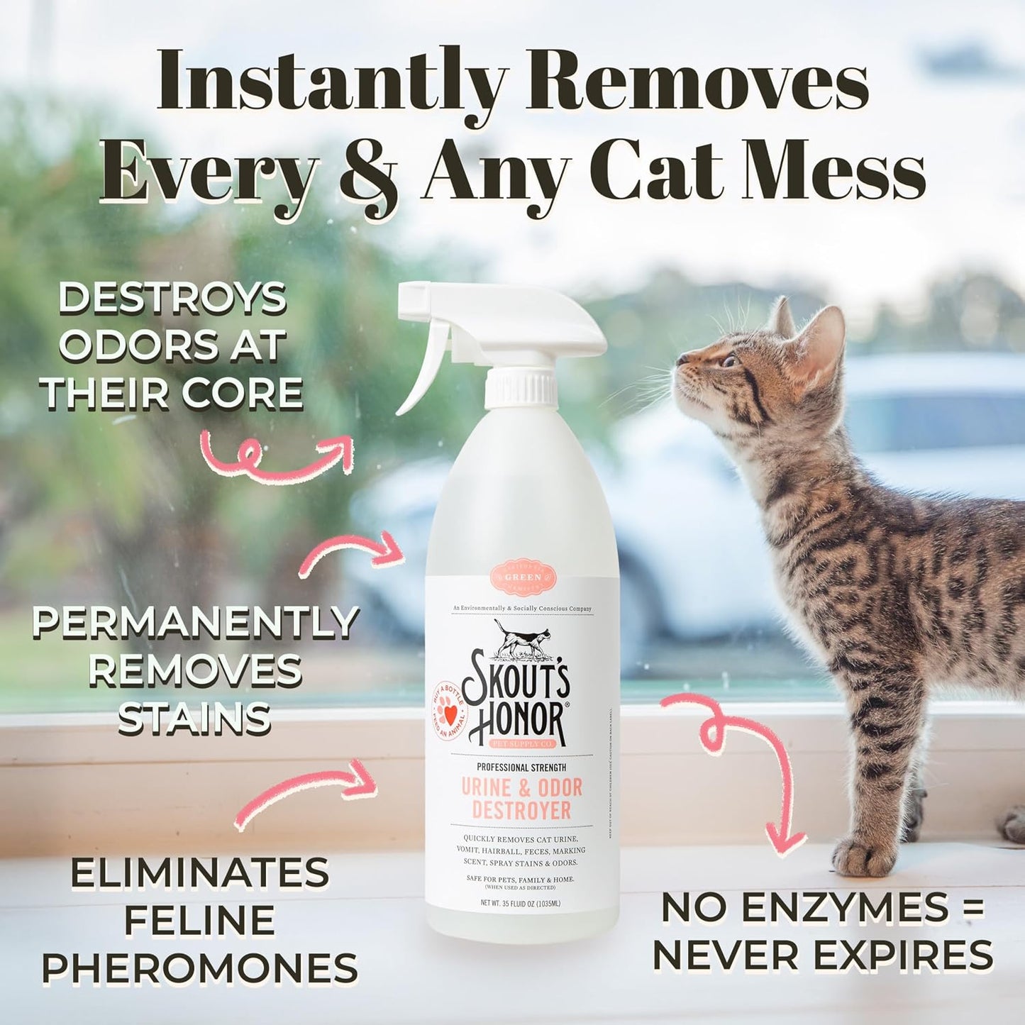 Professional strength cat urine odor neutralizer for carpets and home rugs