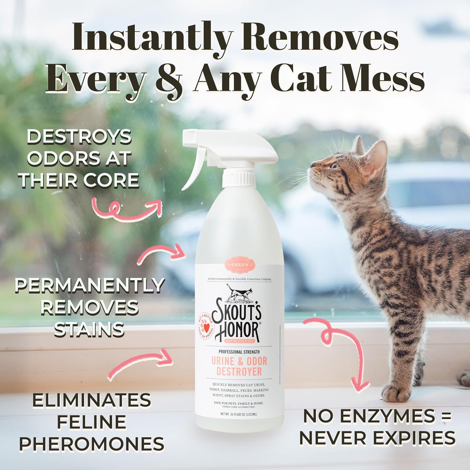 Professional strength cat urine odor neutralizer for carpets and home rugs