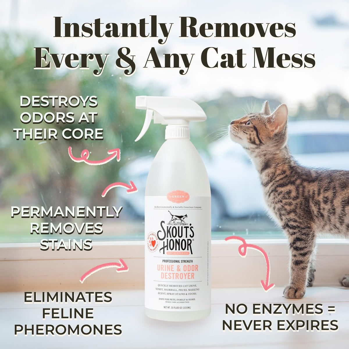 Professional strength cat urine odor neutralizer for carpets and home rugs